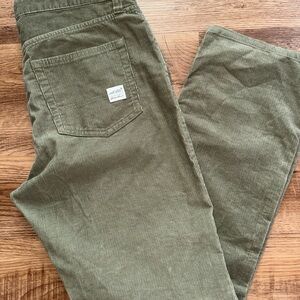 Eddie Bauer Men's Classic Straight Olive Green Corduroy Pants- Size 34 x 30